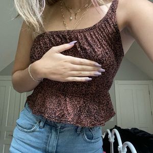 brown one shoulder top